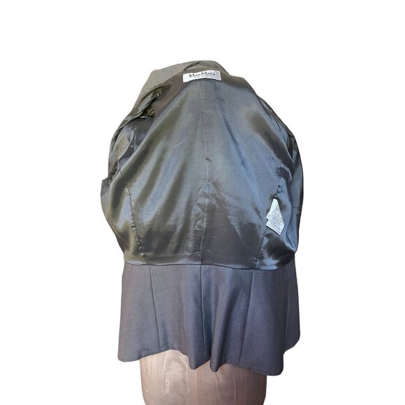 MaxMara Wool Silk Peplum Jacket Silver Gray Size 8 SMALL - Picture 7 of 11